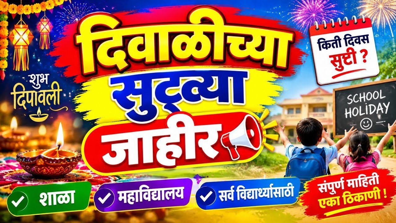 सर्व शाळांना 2 नोव्हेंबरपासून दिवाळीची सुट्टी; सुट्ट्यांची यादी पहा School Diwali Holidays List 2026